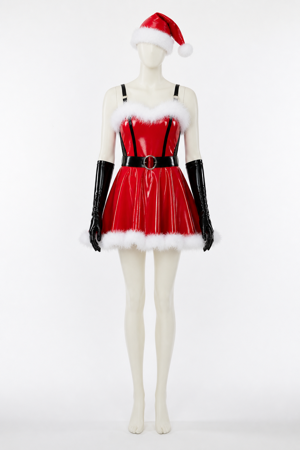 Red New Year's Costume with White Fur Trim and Belt Costumes detail 2