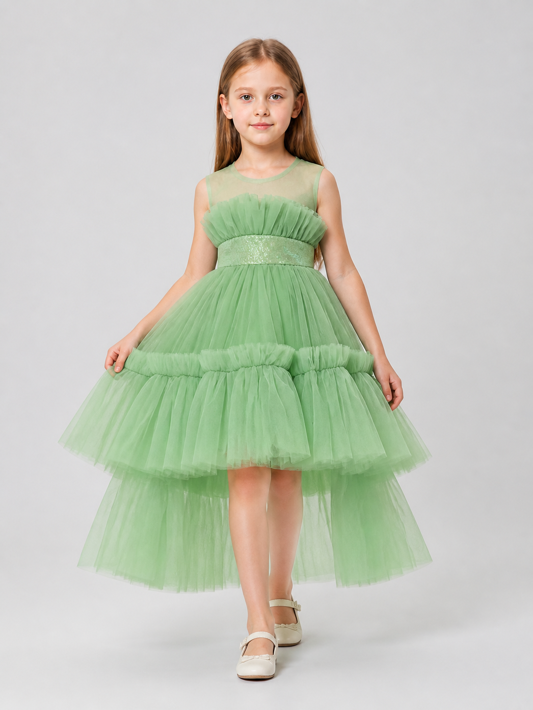 Girls' Mesh Princess Dress with a Full Skirt Costume Dresses detail 2