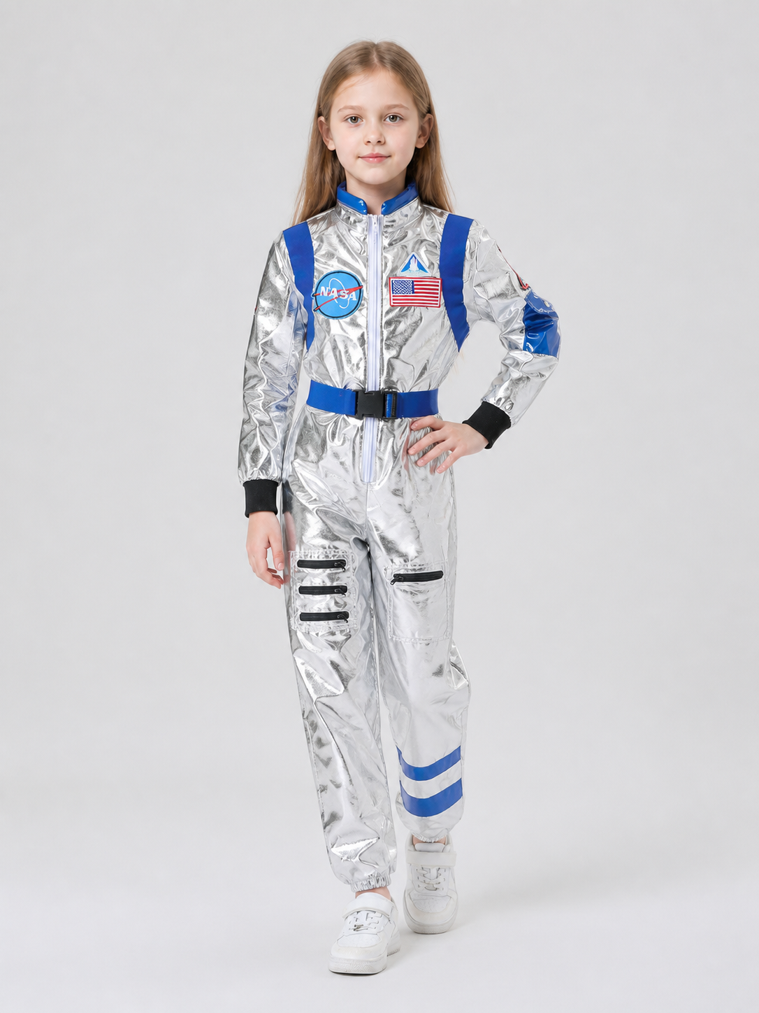Silver-and-Blue Space Jumpsuit for Cosplay Costumes detail 2