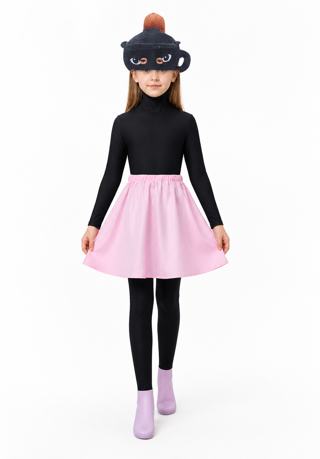 Halloween Costume: Black Jumpsuit, Pink Skirt, Mask Costume Masks detail 2