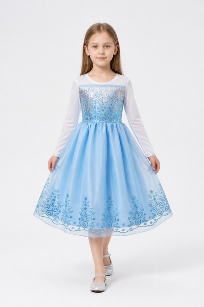 Sequined Carnival Dress with a Full Blue Skirt Costume Dresses detail 2
