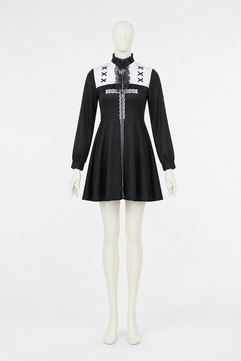 Black and White Stage Costume with Veil for Halloween