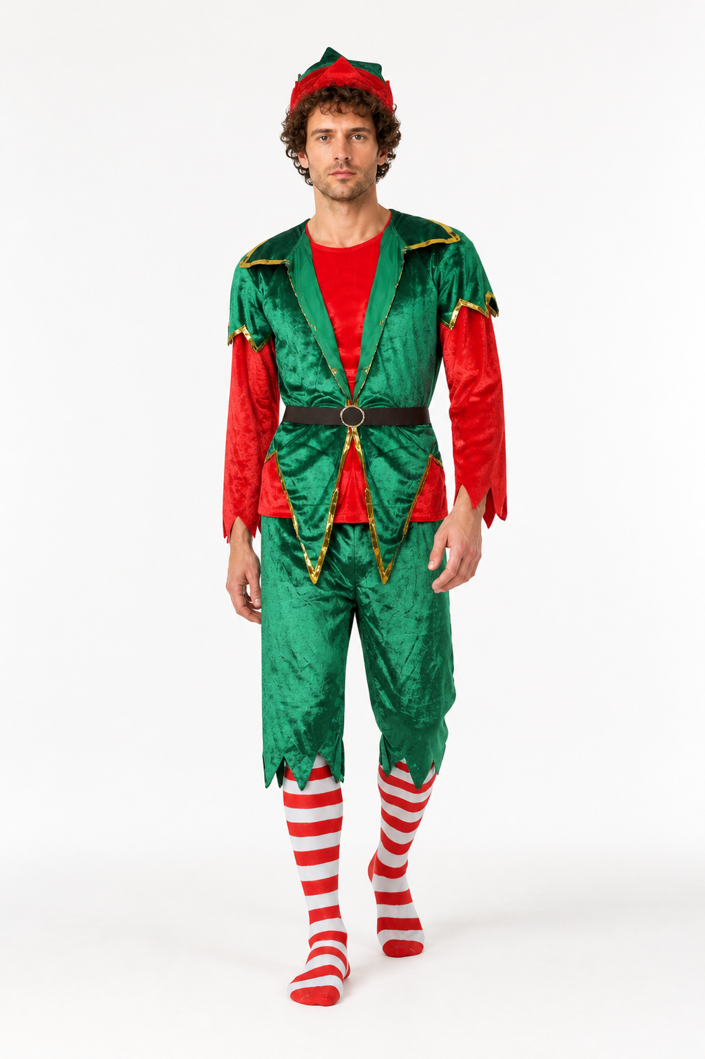 Carnival Elf Costume Jumpsuit with Hat Costume Headwear detail 2