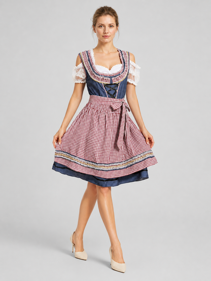 Oktoberfest Dress, Red-and-White Plaid with Corset Costume Dresses detail 2