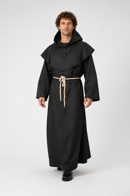 Monk's robe with hood, shoulder cape, and belt Costume Capes detail 2