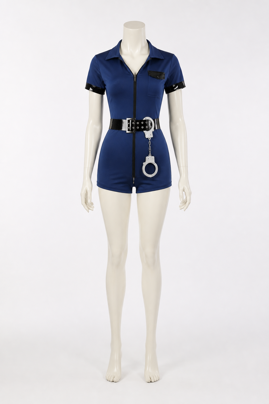 Police Jumpsuit with Cap and Handcuffs Costume Headwear detail 2