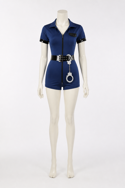 Police Jumpsuit with Cap and Handcuffs Costume Headwear detail 2
