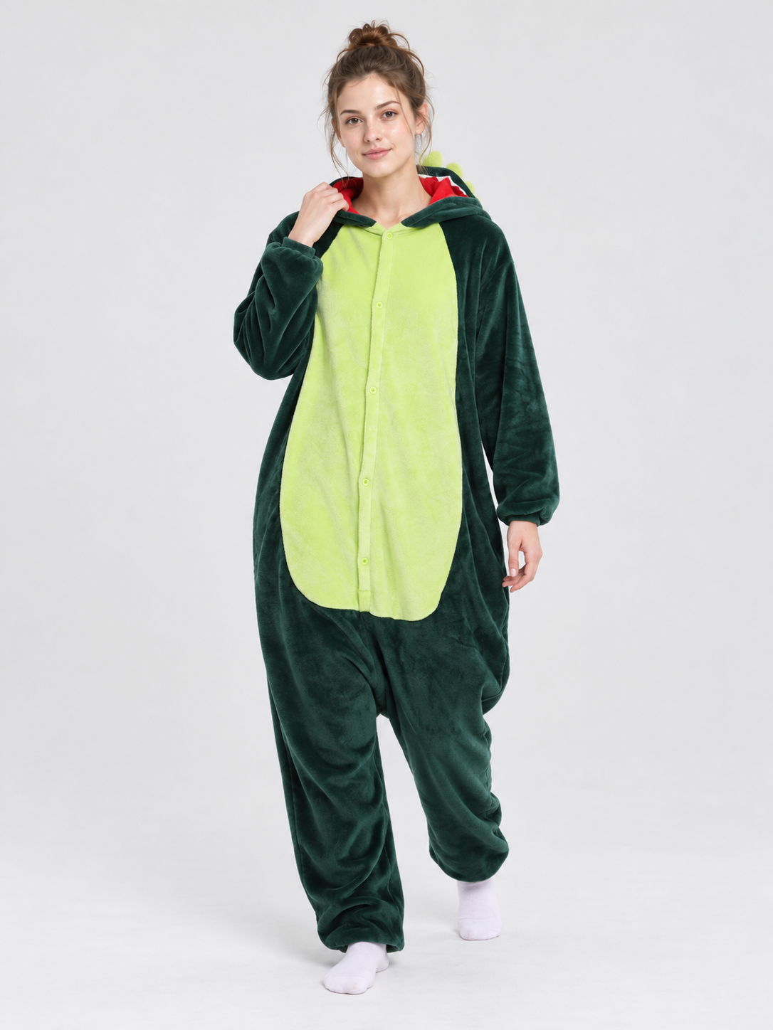 Dark green kigurumi pajama with hood and spikes