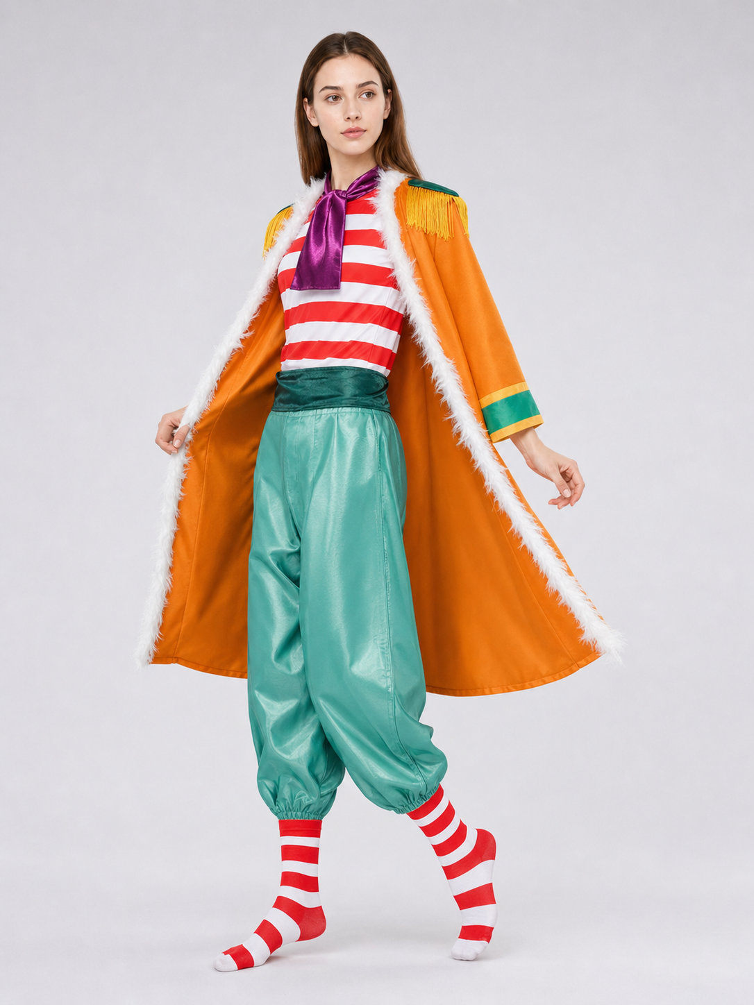 One Piece Buggy Cosplay Costume, 7 Pieces