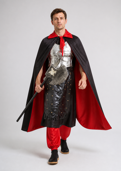 Carnival Costume with Horse Mask, Cape, and Horns Costume Capes detail 2