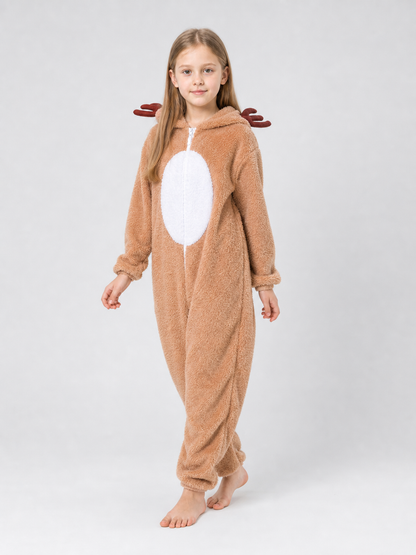 Reindeer costume with hood and zipper