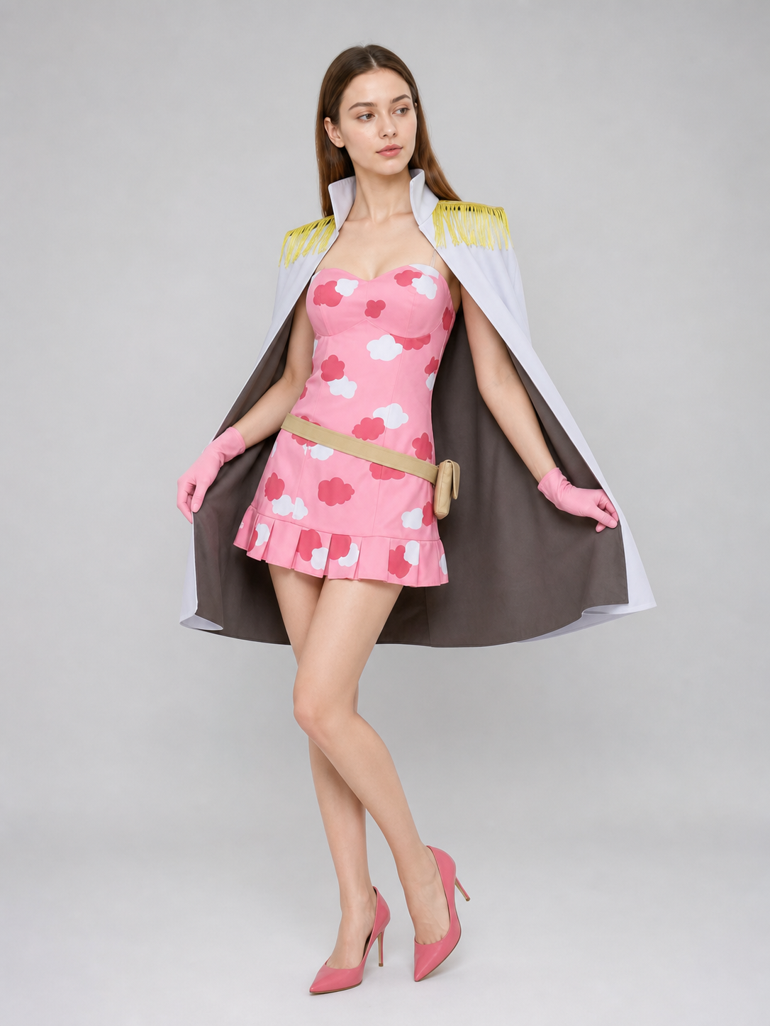 One Piece Cosplay Costume with Dress, Cape, and Hat