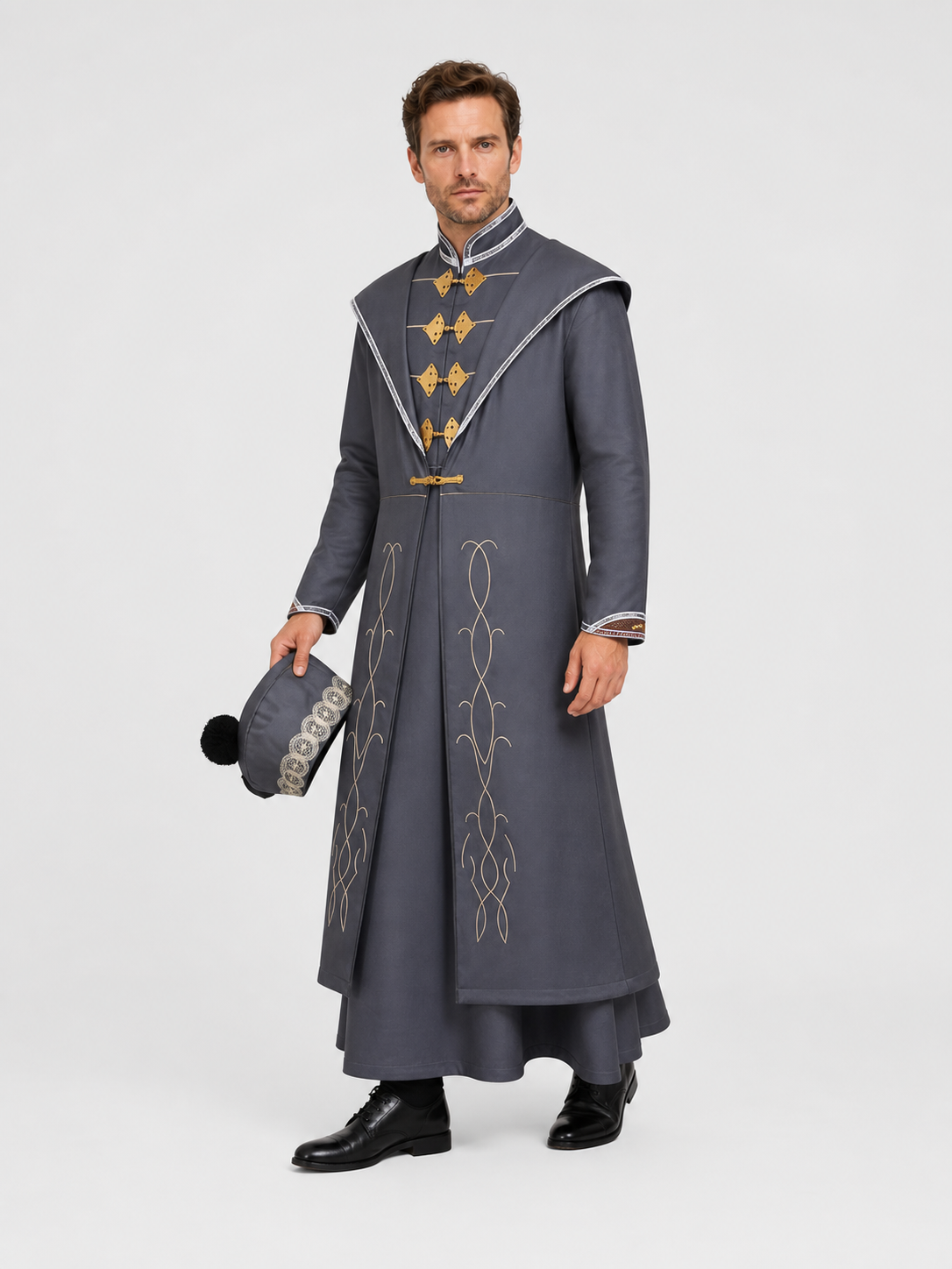 Dumbledore Cosplay Costume, Long Robe and Hat Costume Headwear detail 2