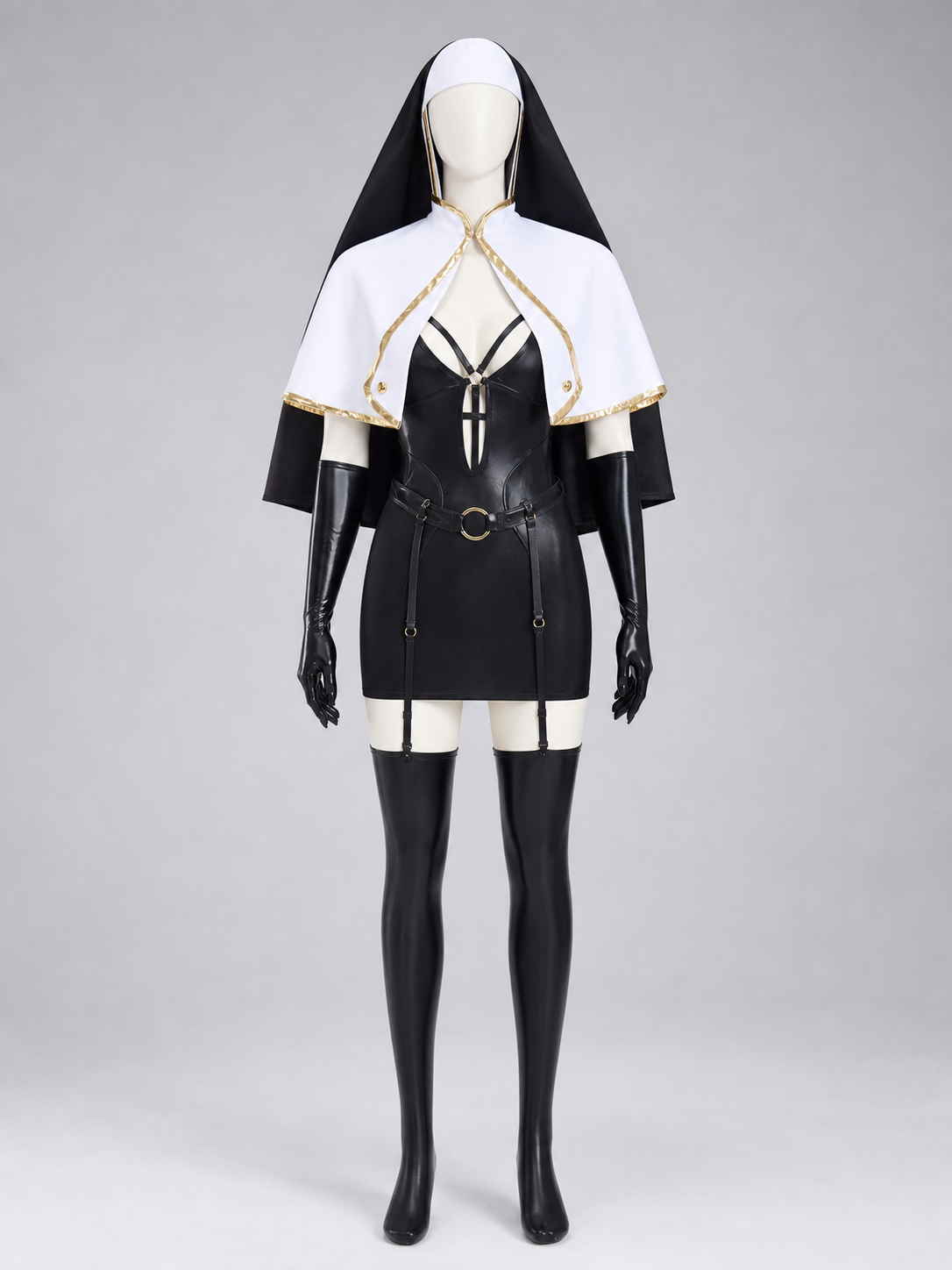 Religious cosplay costume with cape and cross