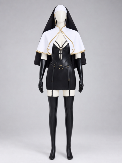 Religious cosplay costume with cape and cross