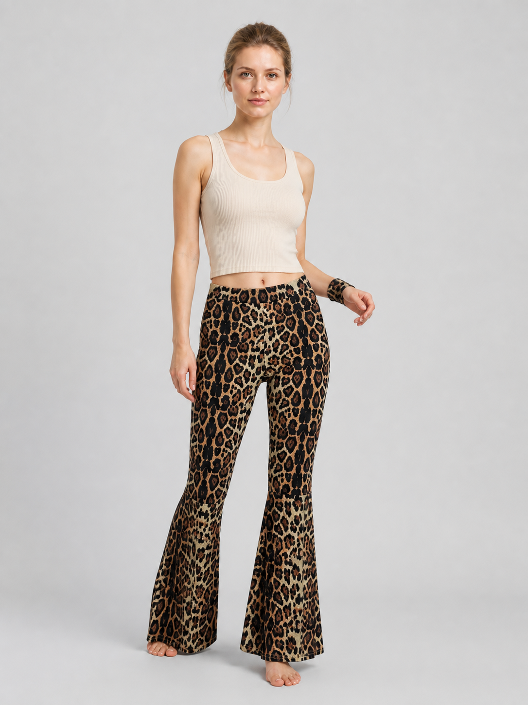 Leopard Flare Pants with Fabric Accessory Costume Accessories detail 2