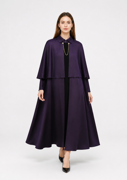 Cape Cloak with Stand Collar and Gold Chain Costume Capes detail 2