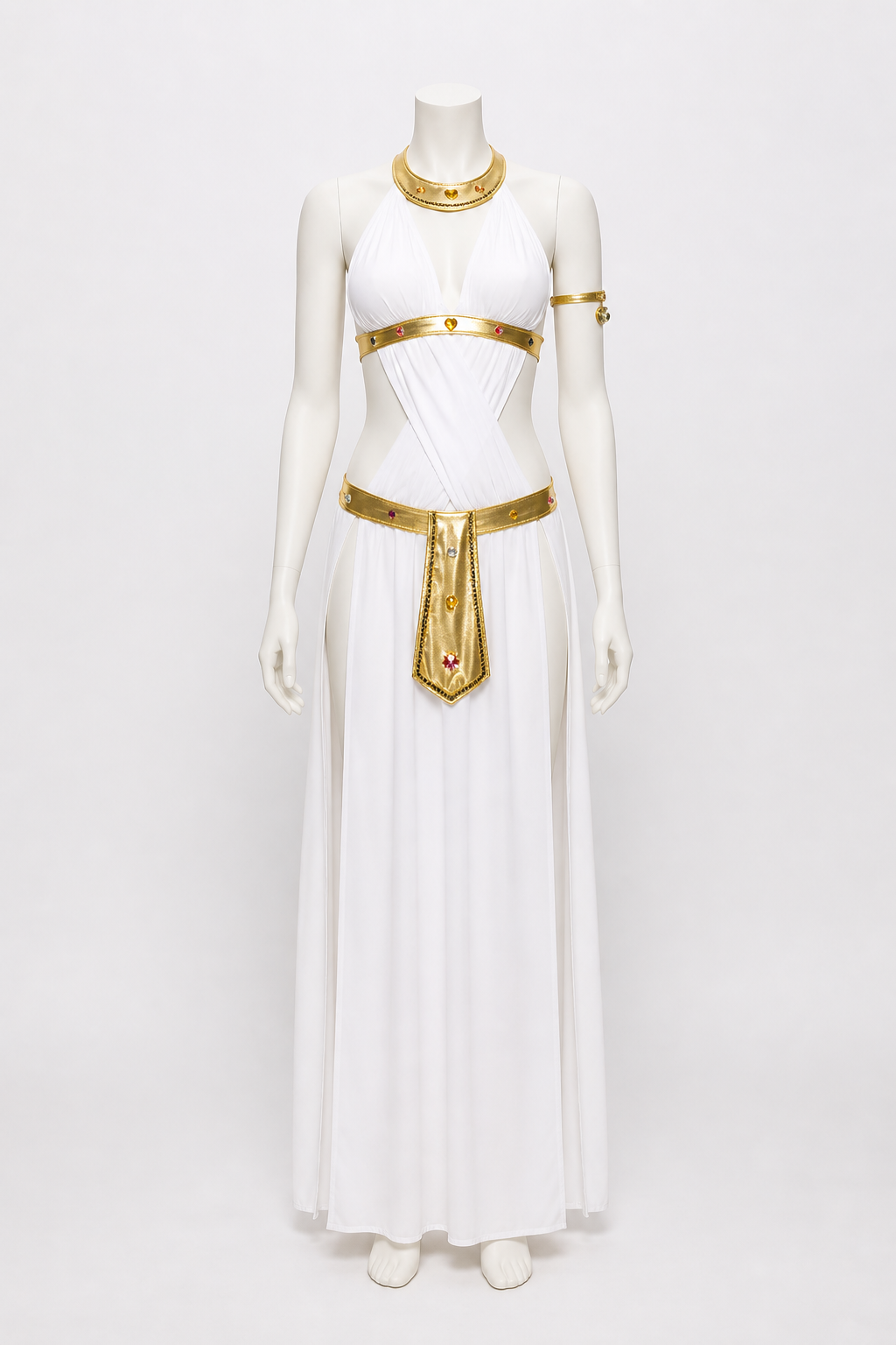 Cleopatra Costume, White Dress with Gold Accents Costume Dresses detail 2