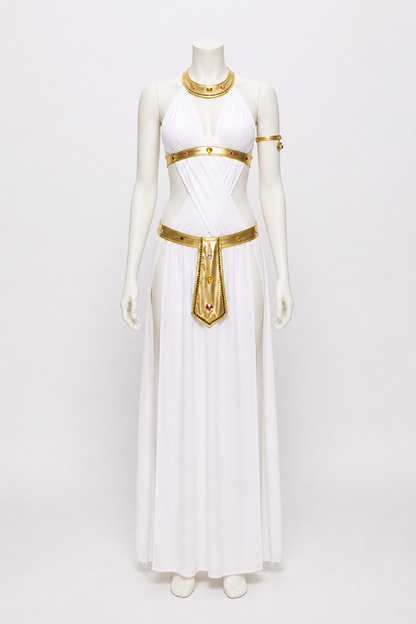 Cleopatra Costume, White Dress with Gold Accents Costume Dresses detail 2