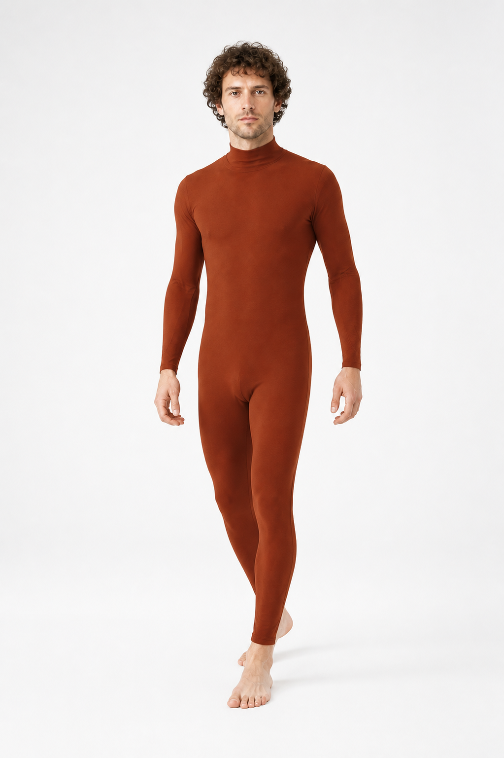 Brown Zentai Jumpsuit with Open Face