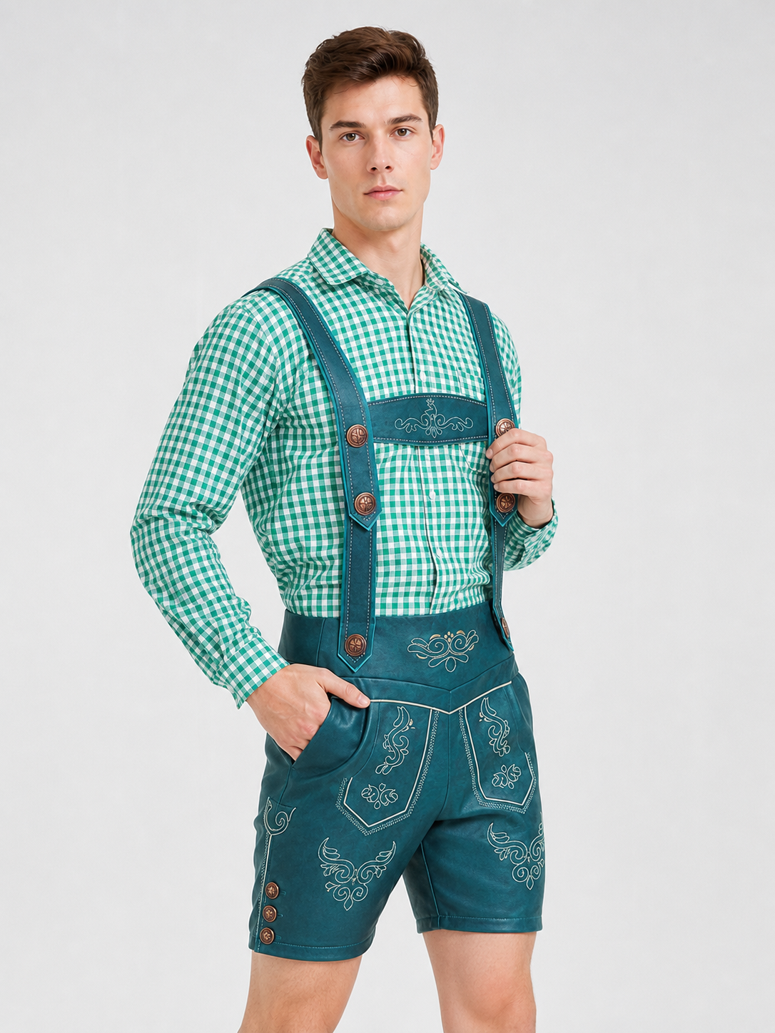 Plaid Bavarian-Style Shirt for Oktoberfest