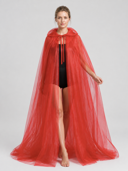 Red Mesh Grim Reaper Hooded Cloak Costume Capes detail
