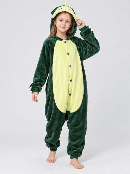 Cartoon Dinosaur Hooded Pajama Jumpsuit