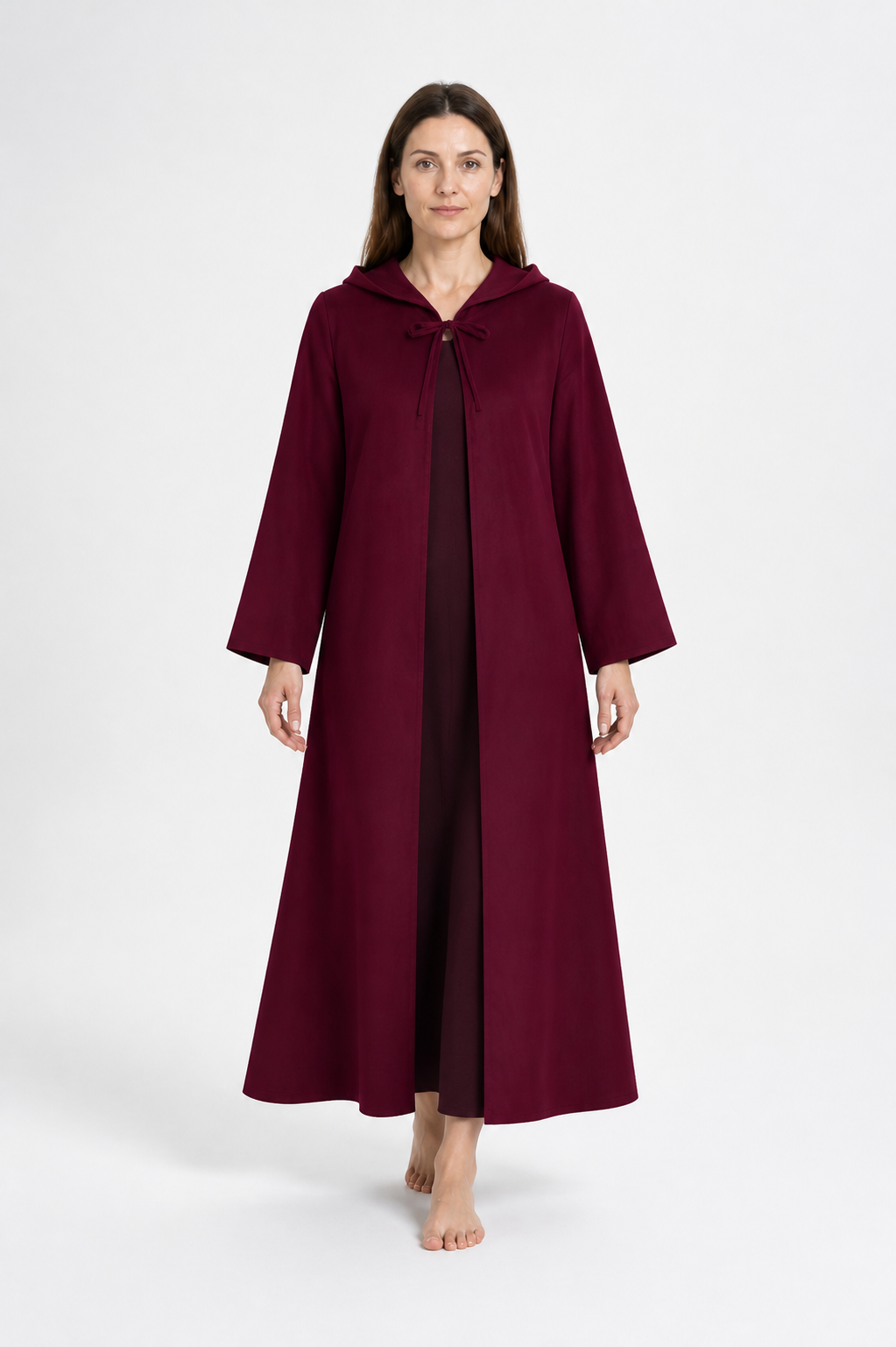 Burgundy Hooded Cloak for Jedi Cosplay Costume Capes detail 2