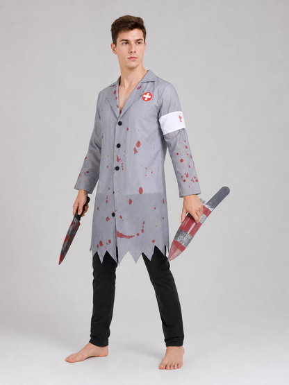 Doctor Costume with Blood Stains and Knife