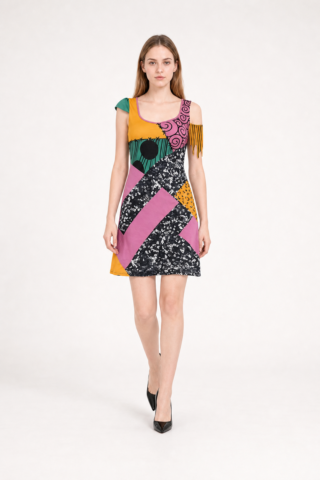 Short Asymmetrical Dress with Fringe Costume Dresses detail 2
