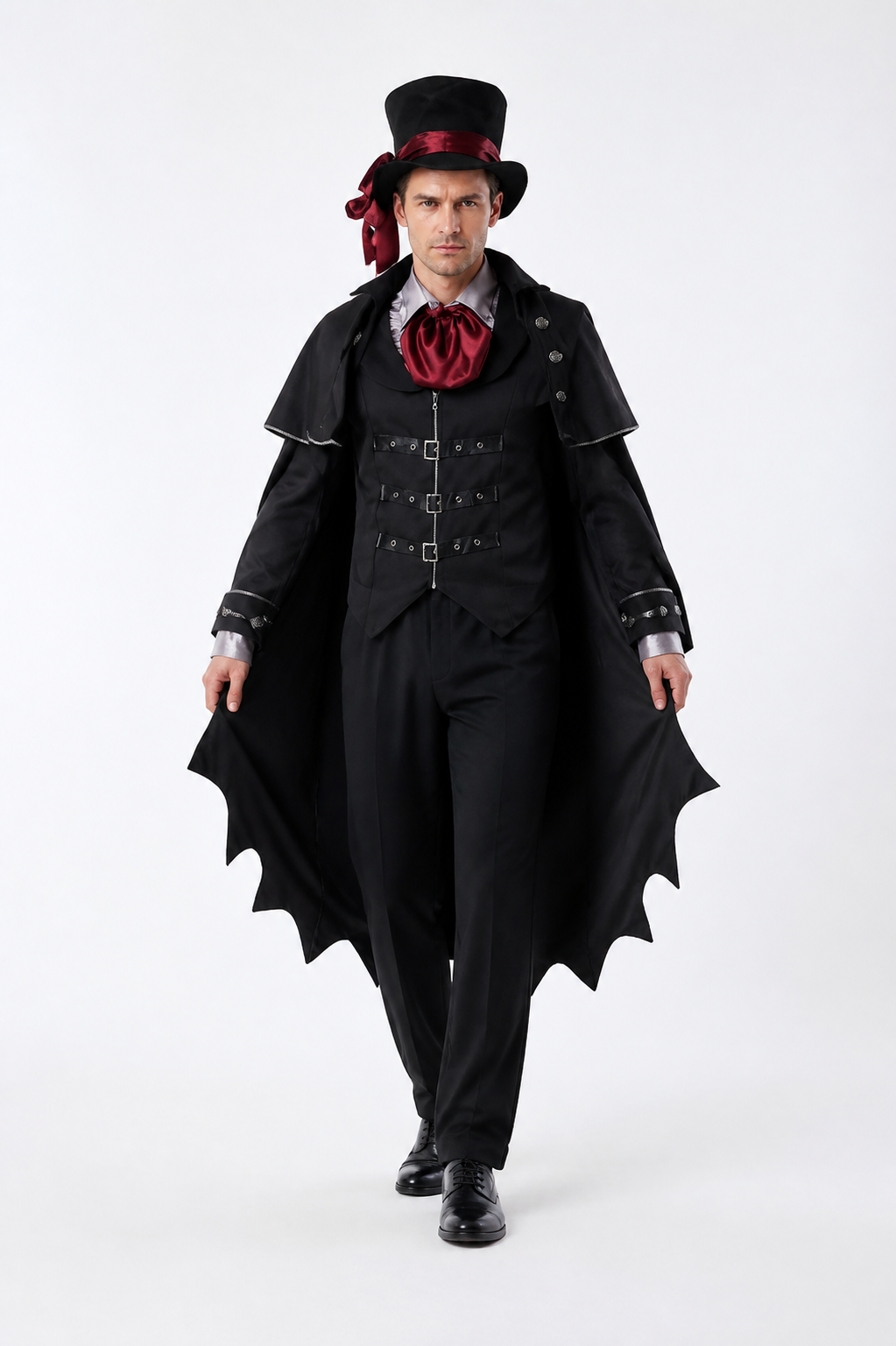Vampire Costume with Long Cape and Top Hat for Halloween Costume Capes detail 2