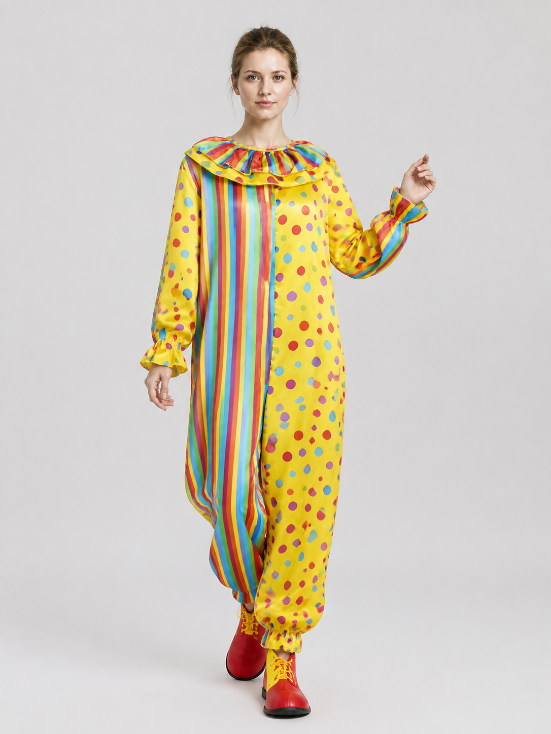 Striped and Polka-Dot Clown Carnival Jumpsuit Costumes detail 2