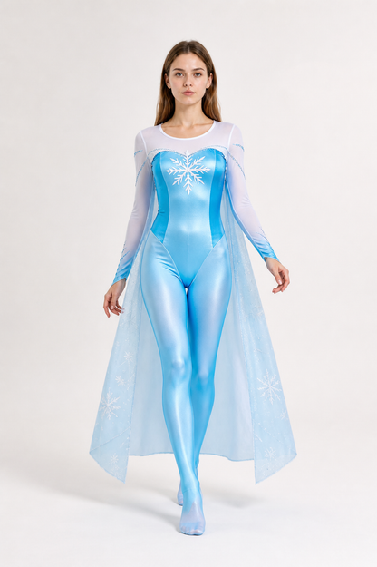 Carnival Jumpsuit with Cape and Snowflakes Costume Capes detail 2