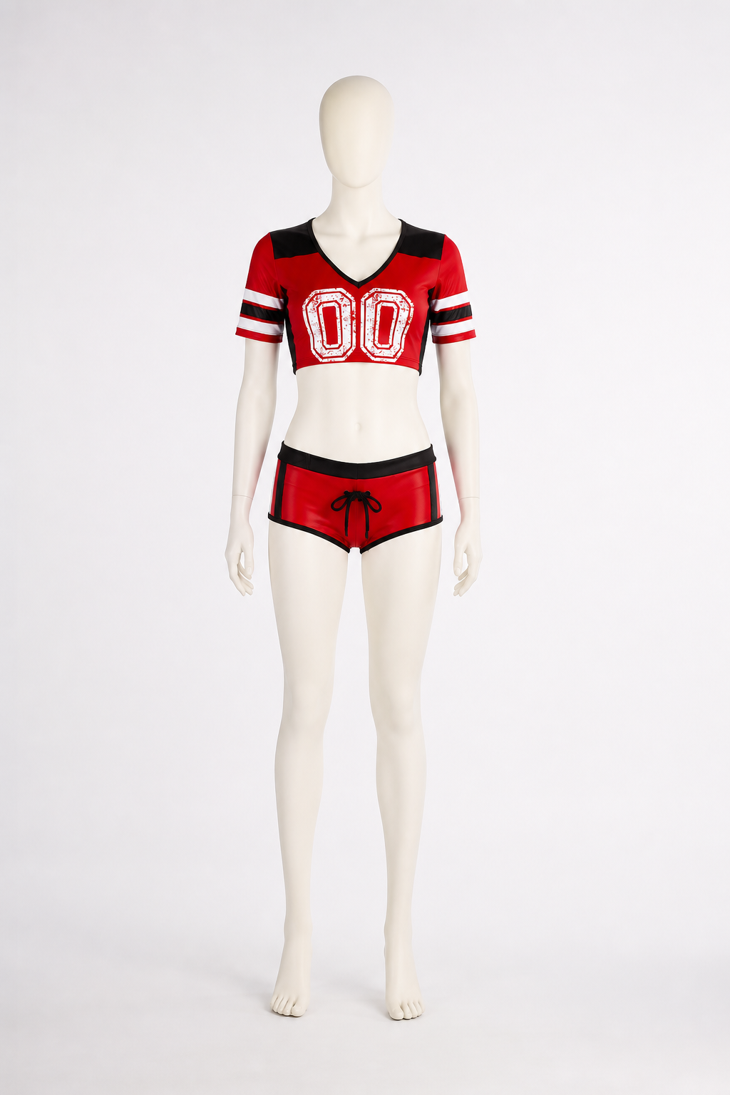 Two-Piece Shorts Set, Red-and-Black Print 00 product detail 2