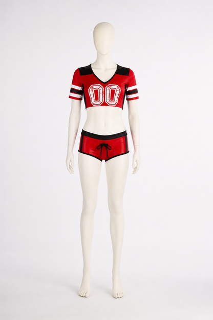 Two-Piece Shorts Set, Red-and-Black Print 00 product detail 2