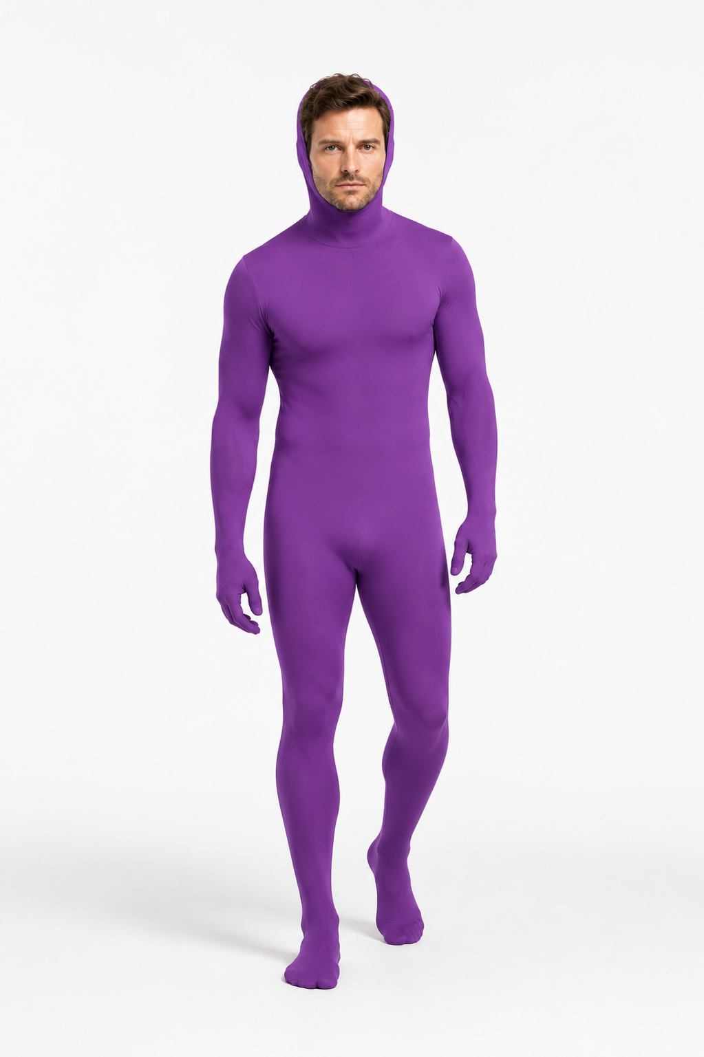 Purple Form-Fitting Hooded Halloween Bodysuit