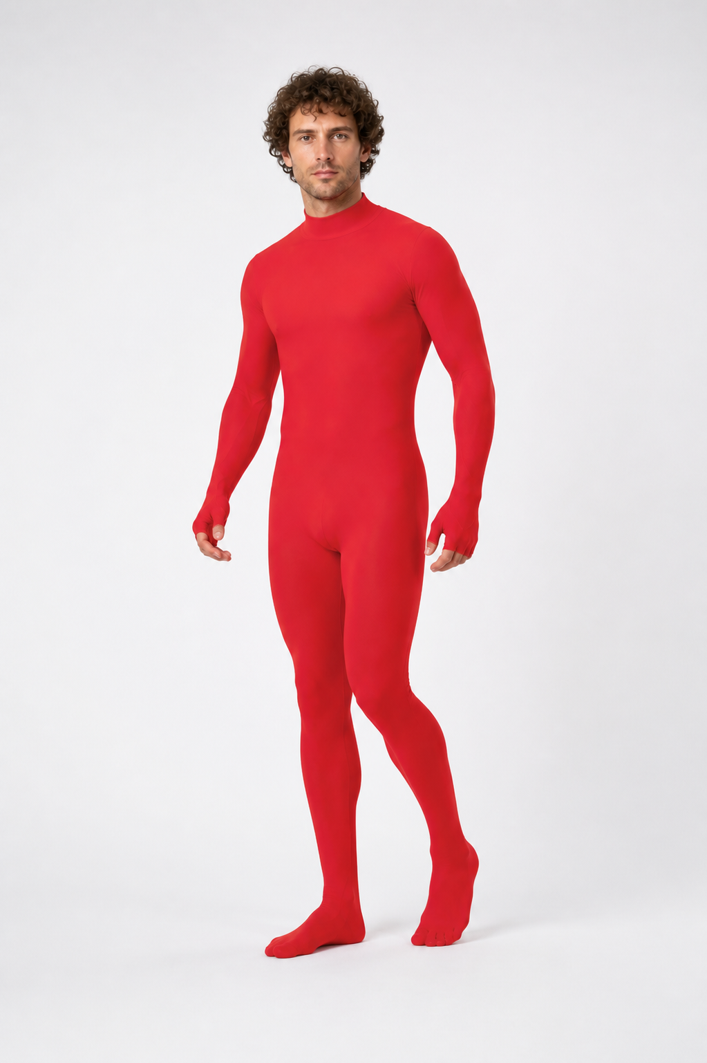 Red Zentai Jumpsuit with a High Collar product detail 2