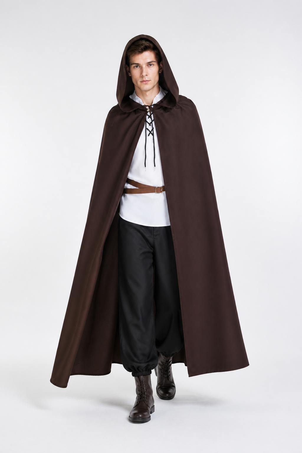 Long Hooded Cloak with Lacing Costume Capes detail 2