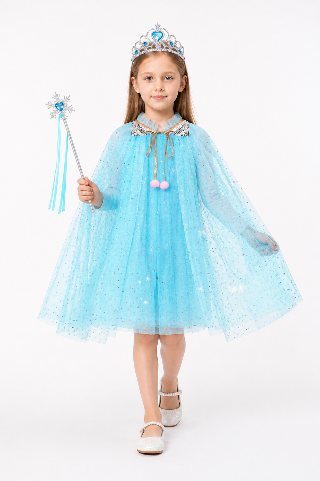 Kids' Sequin Cape with Crown for Halloween Costume Capes detail 2
