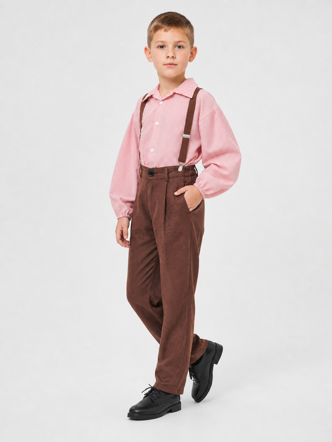 Retro-Style Shirt, Pants, and Suspenders Set
