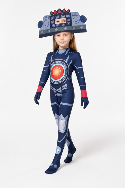Skibidi Toilet TV Man Cosplay Jumpsuit Costumes detail