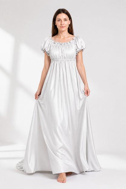 White Bridgerton-Style Floor-Length Dress with a Full Skirt Costume Dresses detail 2