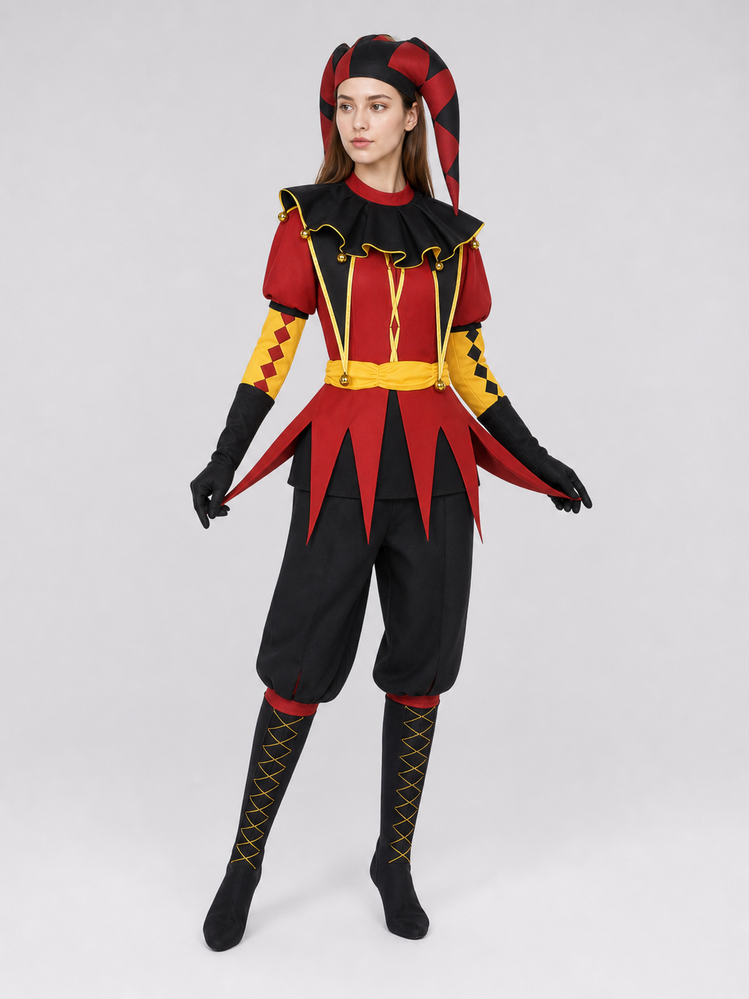 Jester Costume with Mask and Hat
