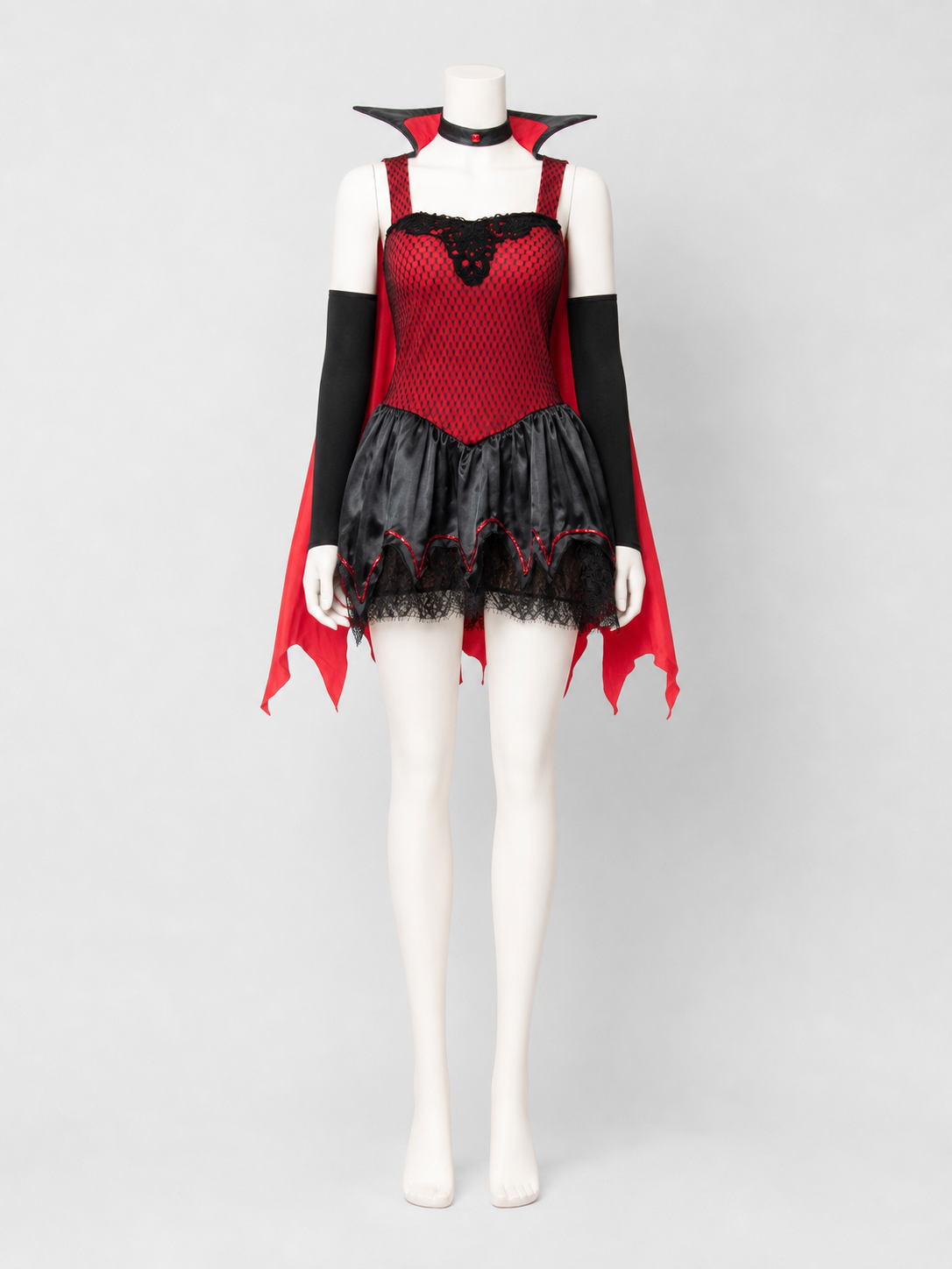 Vampire Dress with Red Cape and Lace