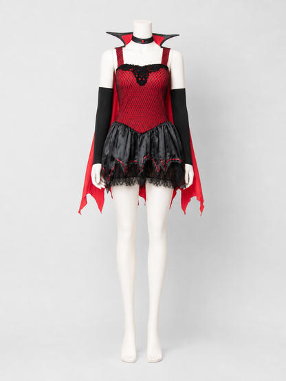 Vampire Dress with Red Cape and Lace