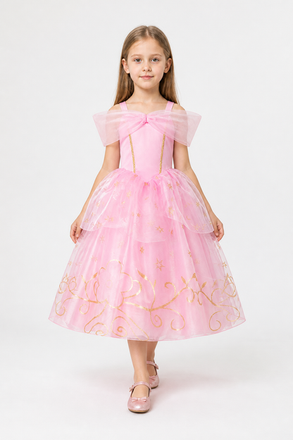Pink Princess Dress with Full Skirt and Bow Costume Dresses detail 2