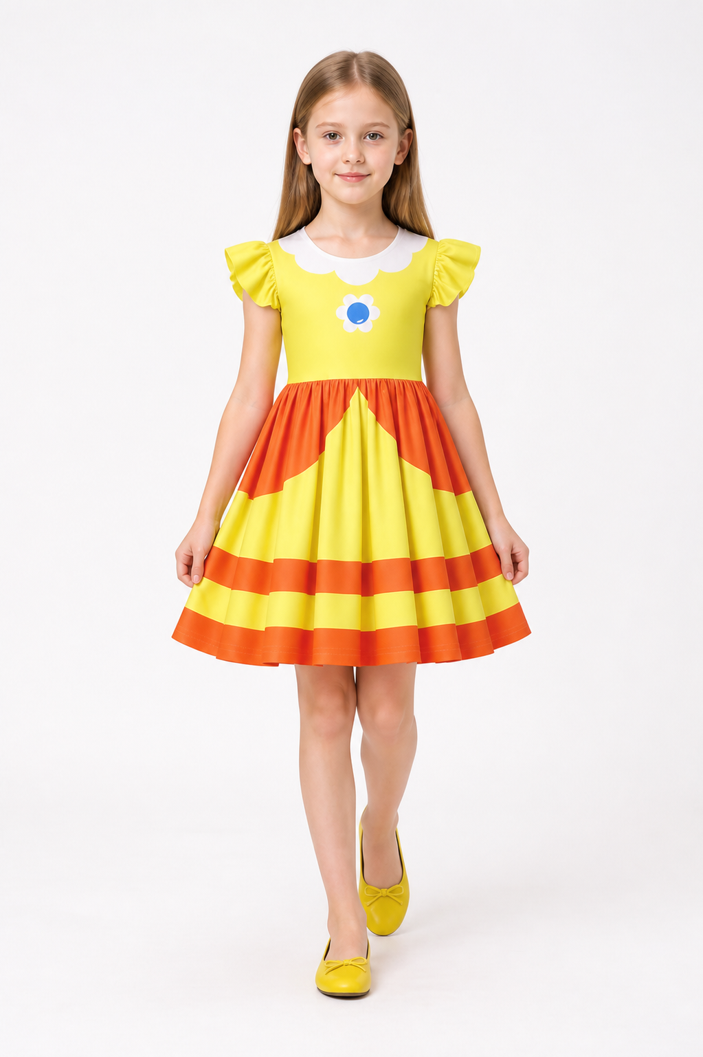 Orange and Yellow Striped Princess Dress for Cosplay Costume Dresses detail 2