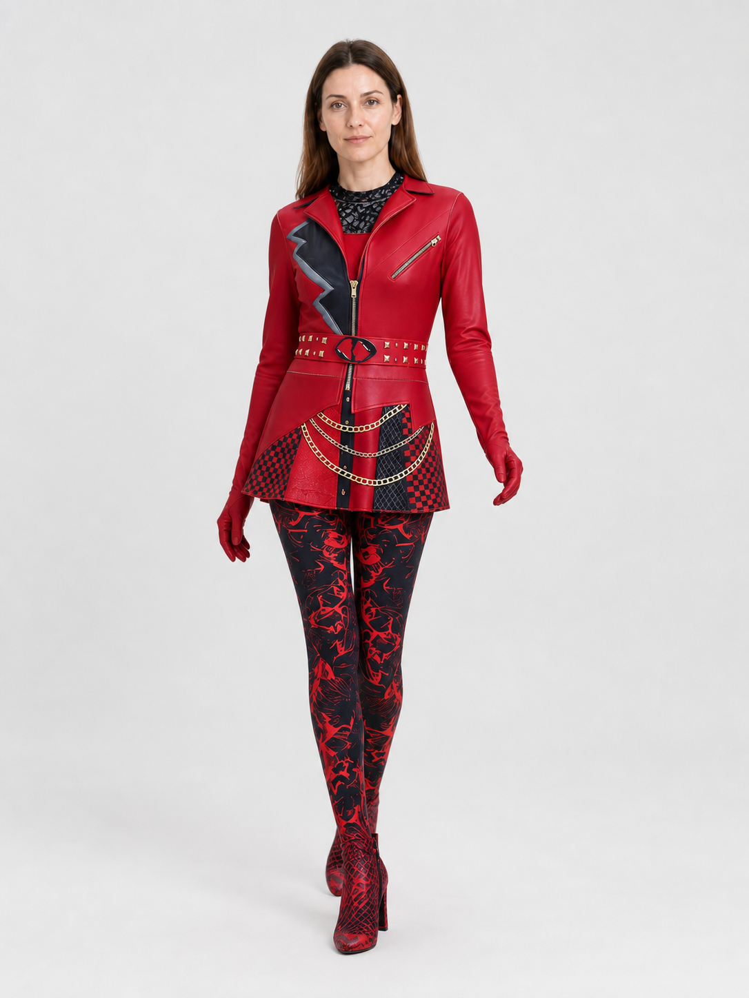 Red Cosplay Jumpsuit from Descendants 5, Red and Black Costumes detail 2