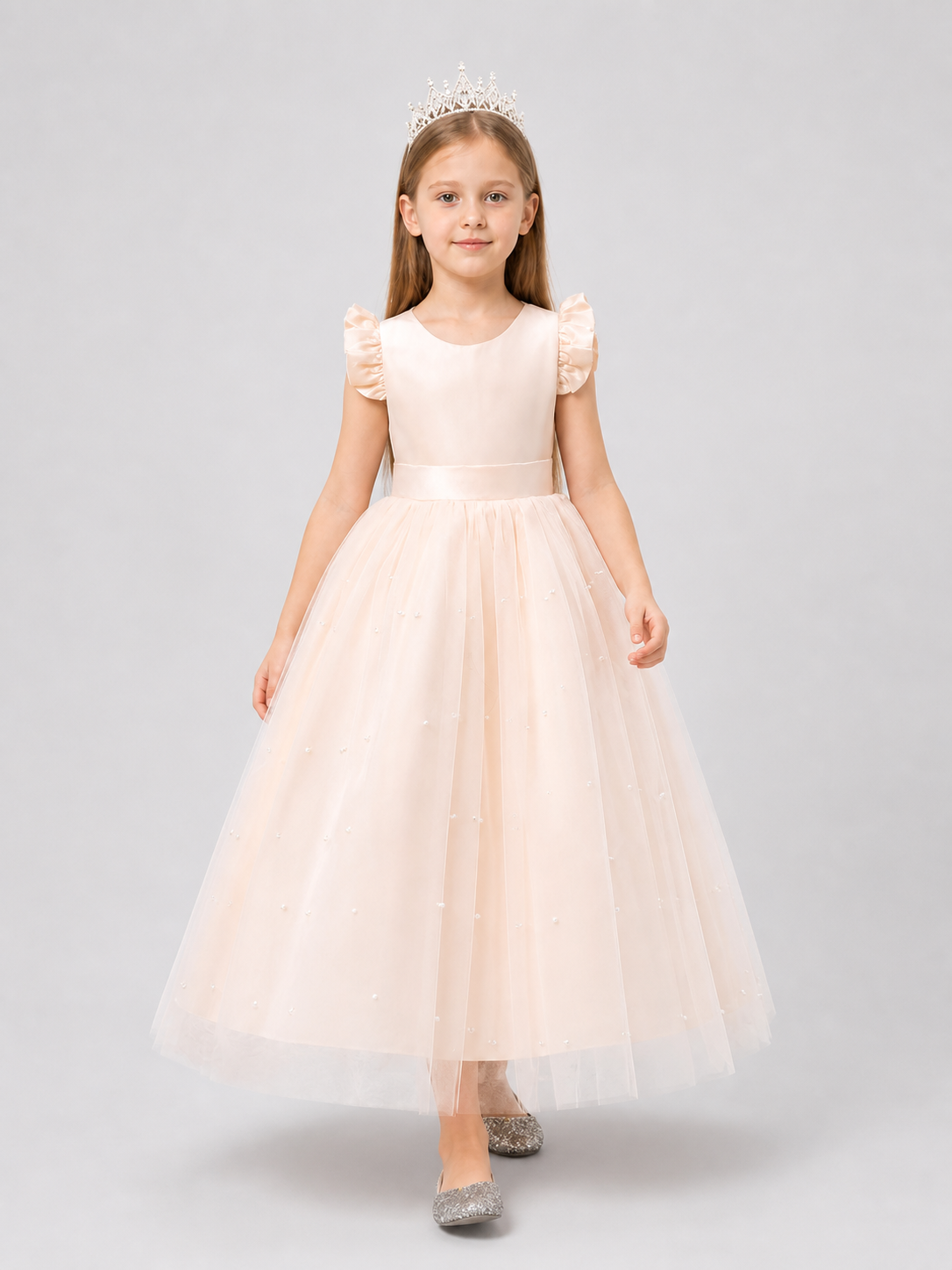 Dressy Long Princess Dress with Bow and Tulle Costume Dresses detail 2