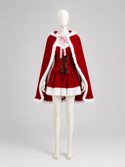 Christmas Character Costume: Red Cape and Dress Costume Dresses detail 2